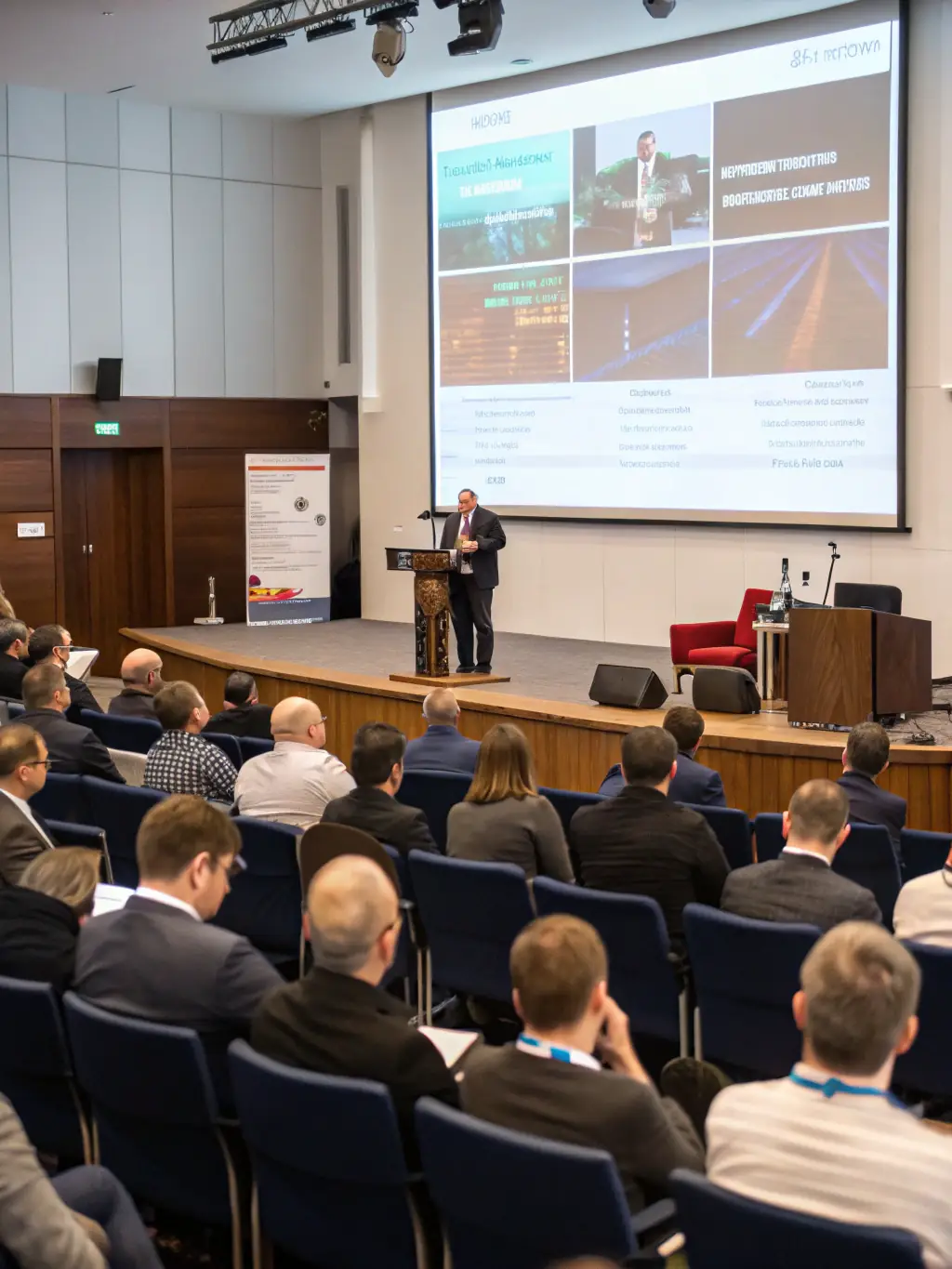 A dynamic image of the Innovation Summit in Cape Town, featuring keynote speakers and attendees engaged in discussions about emerging technologies.